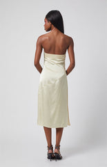 Beverly and Beck Strapless Satin Midi Dress