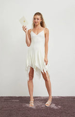 Beverly and Beck Lace Bustier Ruffle Hem Mini Dress