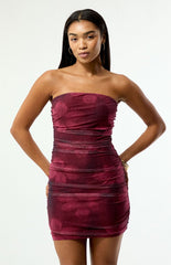 Third Charm Octavia Printed Strapless Mini Dress
