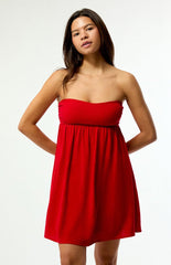 Your Favorite Tie Back Strapless Babydoll Mini Dress