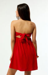 Your Favorite Tie Back Strapless Babydoll Mini Dress