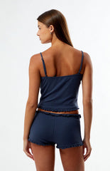 LA Hearts Ruffle Knit Pajama Tank & Shorts Two-Piece Set