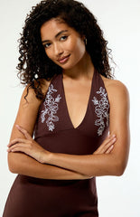 Beverly and Beck Embroidered Halter Mini Dress