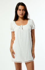 Beverly and Beck Naomi Lace Trim Short Sleeve Babydoll Dress
