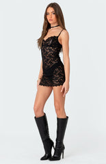 Edikted Melia Sheer Lace Mini Dress