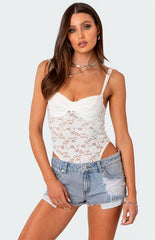Edikted Lace & Satin Cupped Bodysuit