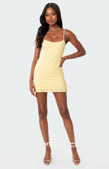Edikted Pointelle Ruffle Mini Dress
