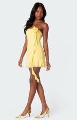 Edikted Thalia Flower Pin Ruffle Mini Dress