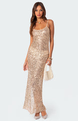 Edikted Sequin Sheer Mesh Maxi Dress