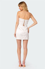 Edikted Fem Fold Over Satin Mini Dress