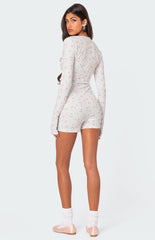 Edikted Mindy Printed Pointelle Romper