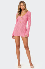 Edikted Brie Cut Out Crochet Mini Dress