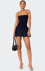 Edikted Ribbed Bubble Skirt Mini Dress