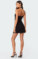 Edikted Side Belt Lace Up Mini Dress