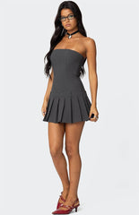Edikted Pleated Drop Waist Mini Dress