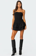 Edikted Double Ruffle Drop Waist Mini Dress