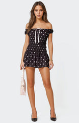 Edikted Jonie Scrunch Polka Dot Mini Dress