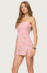 Edikted Romey Beaded Chiffon Mini Dress