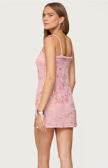 Edikted Romey Beaded Chiffon Mini Dress