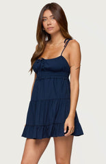 Edikted Sontana Ruched Tiered Mini Dress
