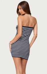 Edikted Milah Striped Halter Neck Mini Dress