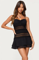 Edikted Marcia Chiffon Lacey Mini Dress