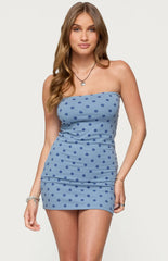 Edikted Lewis Polka Dot Strapless Mini Dress