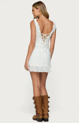 Edikted Shayla Ruffle Textured Mini Dress