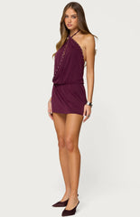 Edikted Studded Drop Waist Backless Mini Dress
