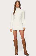 Edikted Turtle Neck Ribbed Knit Mini Dress