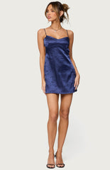Edikted Kara Embroidered Satin Effect Mini Dress