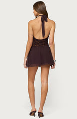 Edikted Lizette Sheer Lacey Chiffon Mini Dress