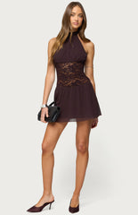 Edikted Lizette Sheer Lacey Chiffon Mini Dress
