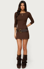 Edikted Jadey Boat Neck Mini Dress