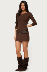 Edikted Jadey Boat Neck Mini Dress