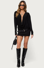 Edikted Romelia Cowl Neck Mini Dress