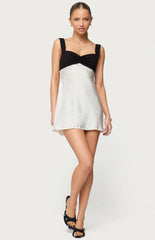 Edikted Petite Contrast Satin Effect Mini Dress