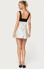 Edikted Petite Contrast Satin Effect Mini Dress