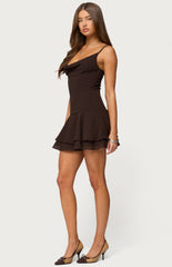 Edikted Josefina Drop Waist Chiffon Mini Dress