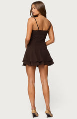Edikted Josefina Drop Waist Chiffon Mini Dress