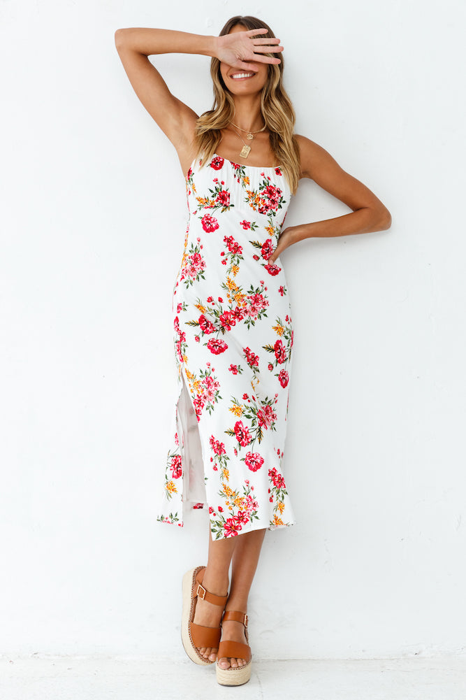 Springtime Premiere Midi Dress White