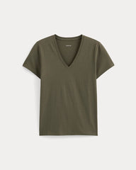 The Slim V-Neck Tee In Essential Cotton | Olive Night
