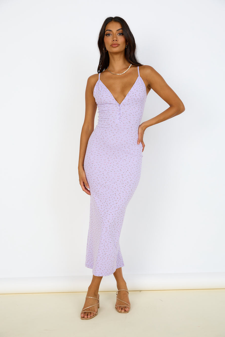 SNDYS Elora Midi Dress Lilac Floral