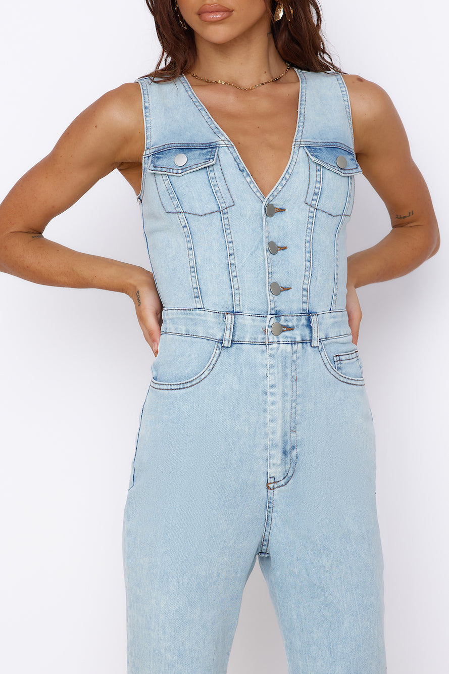 Wherever I Go Jumpsuit Blue Denim