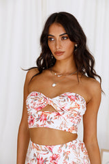 RUNAWAY THE LABEL Hydra Crop Top White Floral