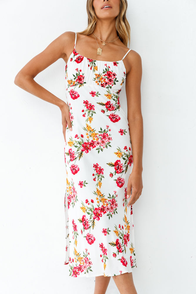 Springtime Premiere Midi Dress White