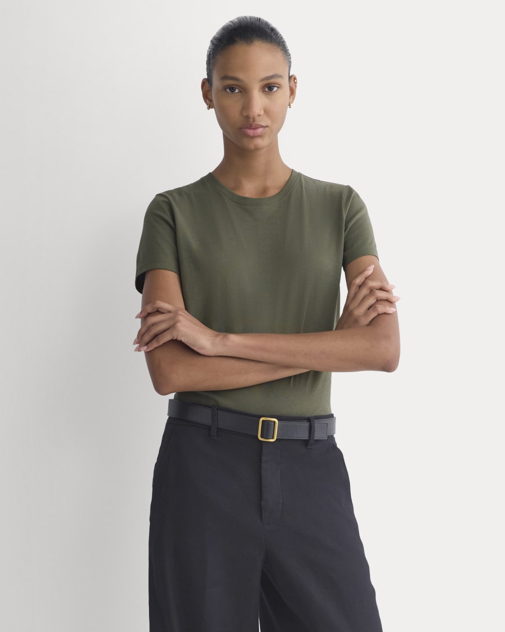 The Slim Crew In Essential Cotton | Olive Night