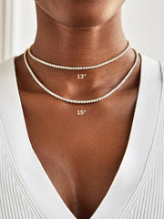 Julia 14K Gold Adjustable Tennis Necklace - Gold/Pavé