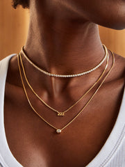 14K Gold Angel Number Custom Nameplate Necklace - Gold