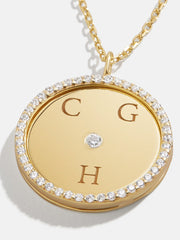 Classic 14K Gold Custom Medallion Necklace - Gold/Pavé